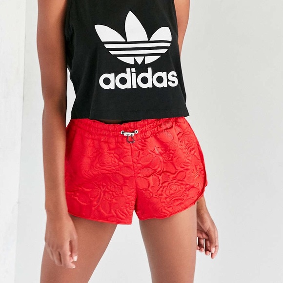 adidas Pants - Adidas Original Floral Jacquard Red Running Shorts